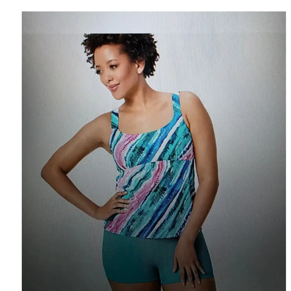 Kim Gravel X Swimsuit tankini w swim shorts womens size 14 NEW